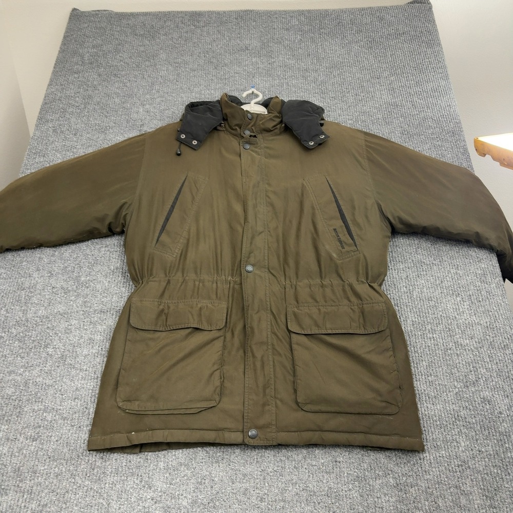 Boston Harbour Jacket Mens Brown Down Feather Fill Hooded Utility Gorpcore